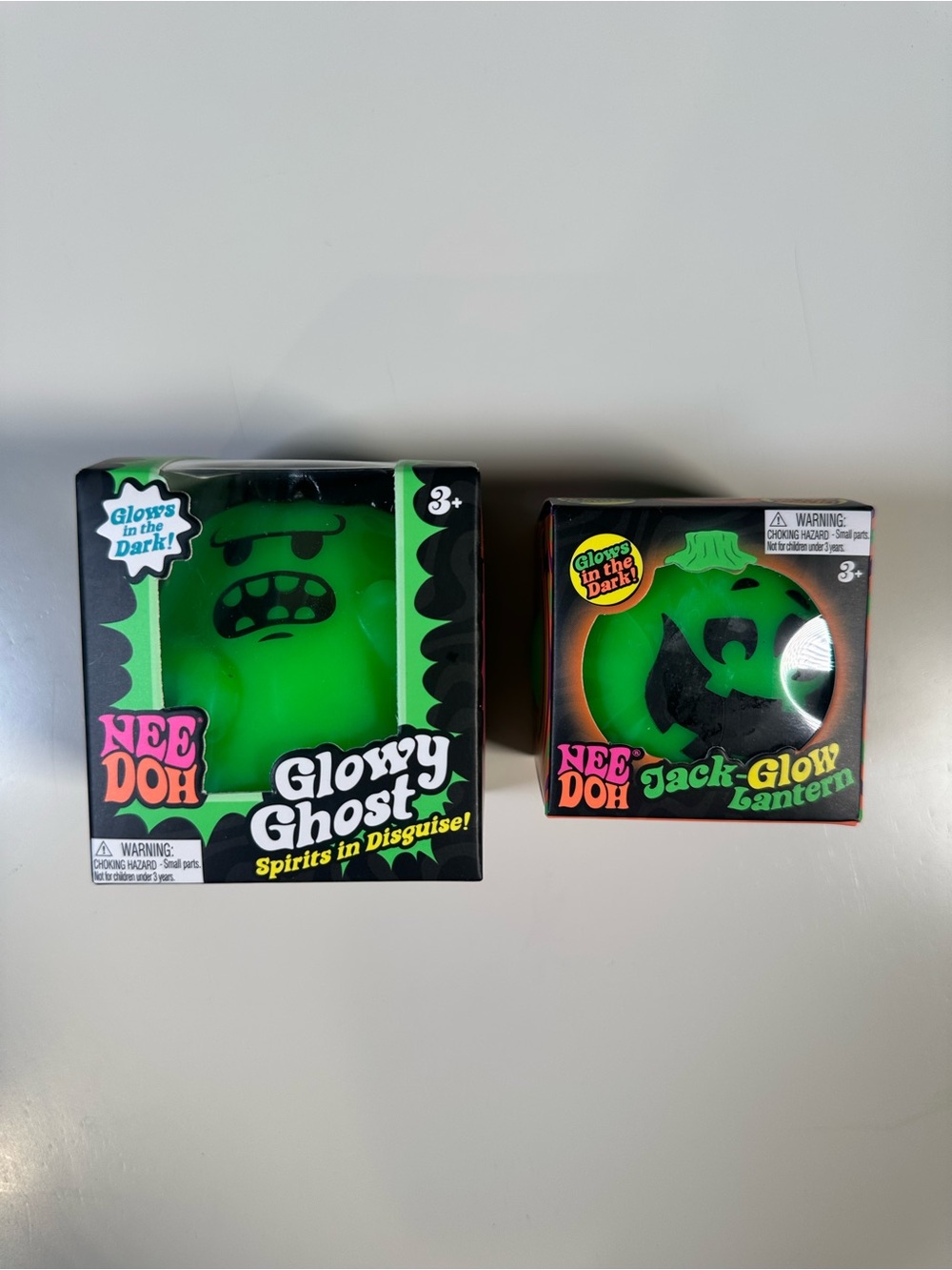 👻🎃 NeeDoh Glowy Ghost & Jack Glow Lantern Bundle – GREEN 💚
